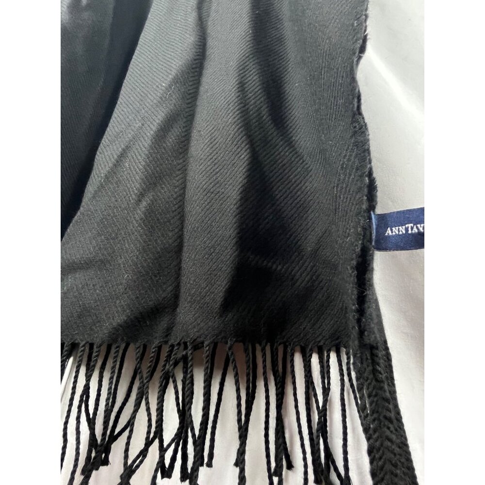 Oversized 85” Made in Italy Cashmere Wool Silk Scarf Black Fringe Wrap Ann taylo - Picture 7 of 11
